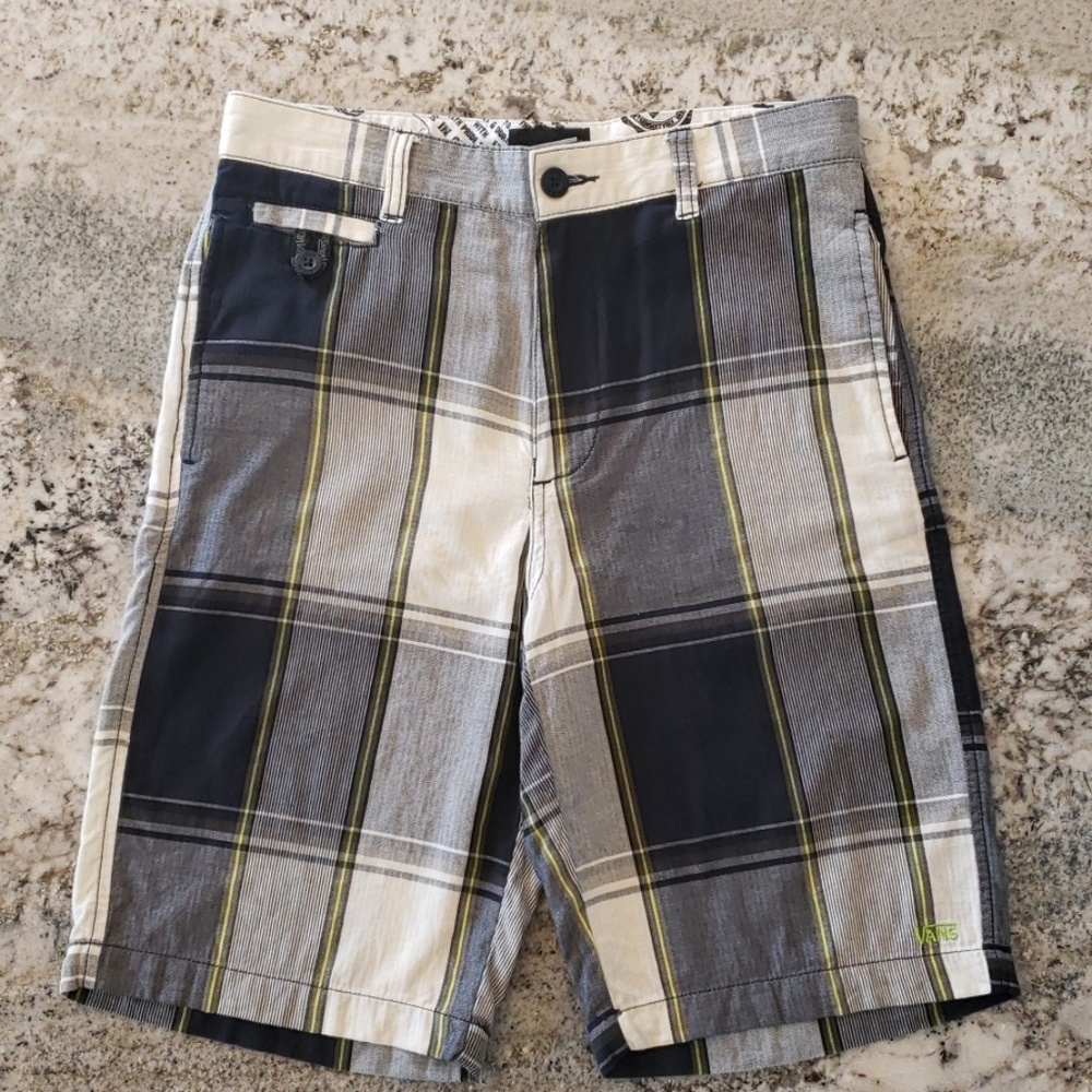 Van's Youth Shorts Plaid Blue Gray
